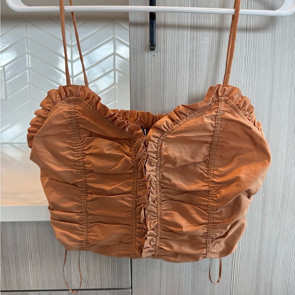 Zara Ruffled Brown Camisole